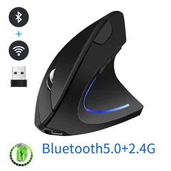 Pionowa mysz Bluetooth akumulator 2.4G bezprzewodowy ergonomiczny Mause optyczne myszy lewego prawego 1600 DPI na laptopa PC Mac prezent