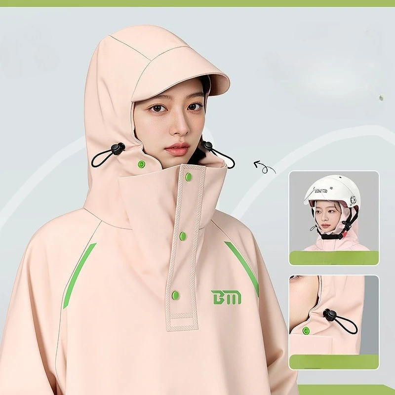 Adults One-Piece Raincoat Full-body PVC Rainstorm Proof Electric Battery Motorcycle Rain Proof Poncho Outdoor Travel Rainwear