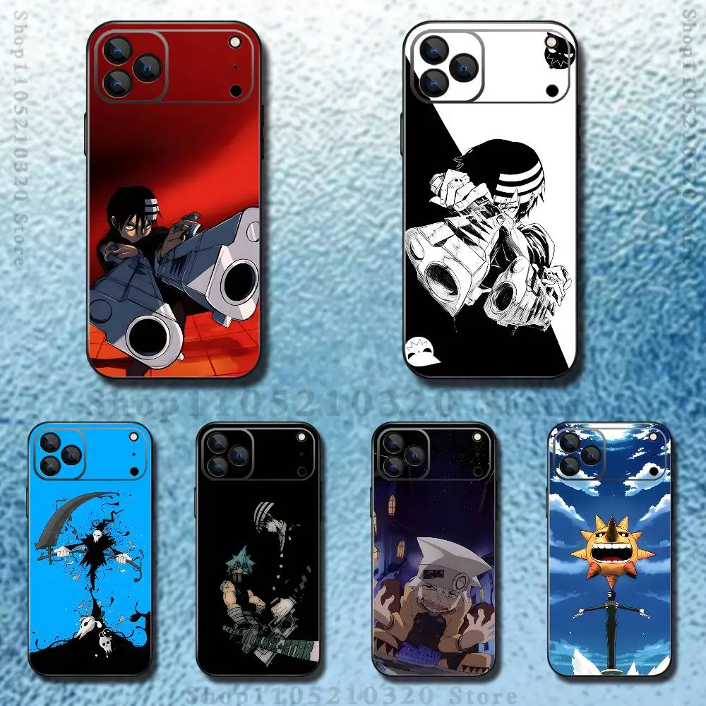 

Anime S-Soul Eater Phone Case For iPhone 17,16,15,14,13,12,11 ,Pro Max,XS,X,XR,SE,Mini,8,7,Soft Silicone Black Cover