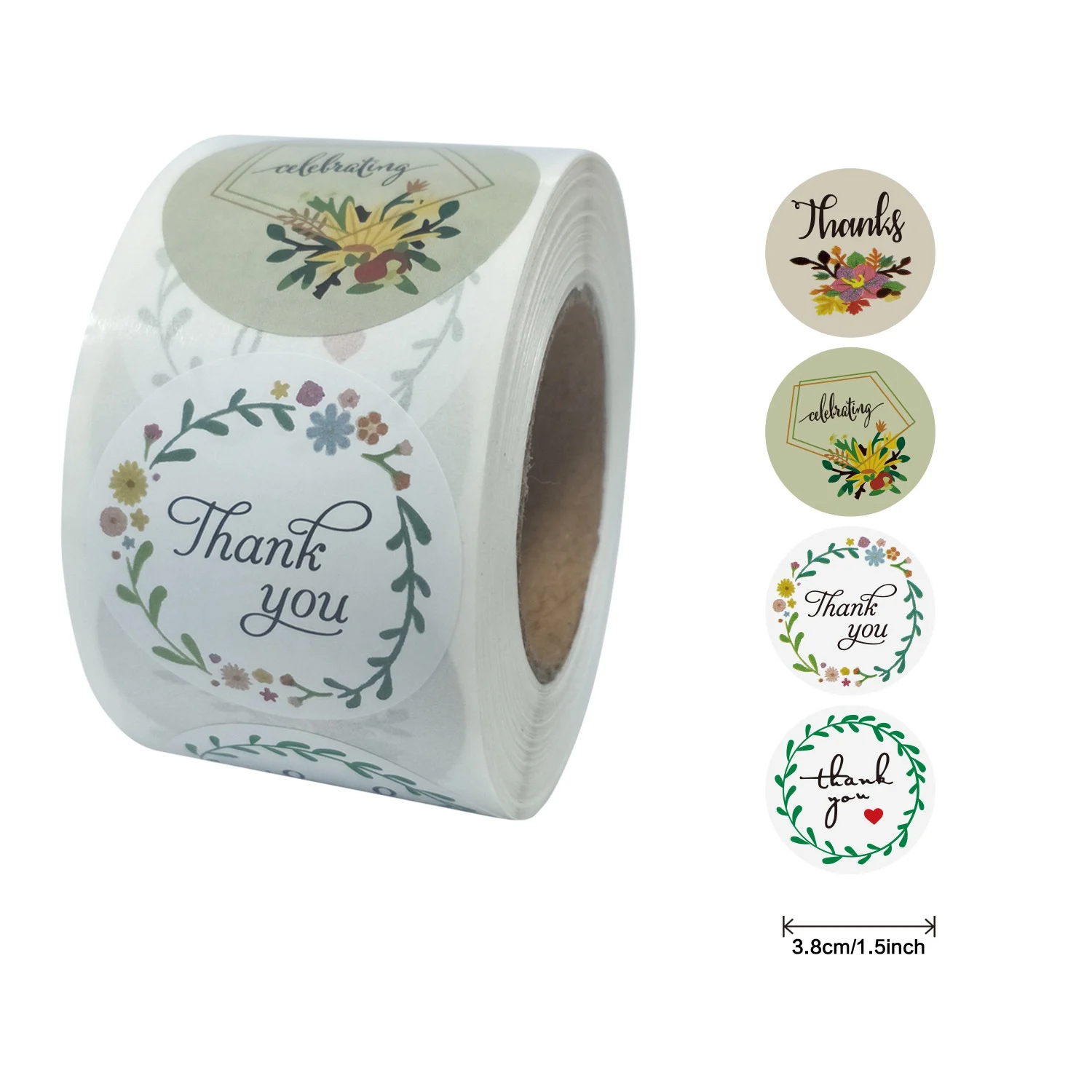 2 Roll 1.5 Inch Thank You Stickers Labels Roll 1000 Labels Thank You Stamp for Shipping Bags