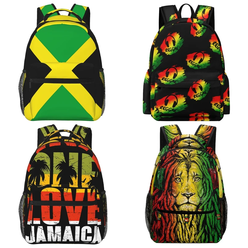 Reggae Music Jamaica Rasta Funny Backpack Travel Daypack Casual Shoulders Bag Large Capacity Laptop Bag Casual Daypack