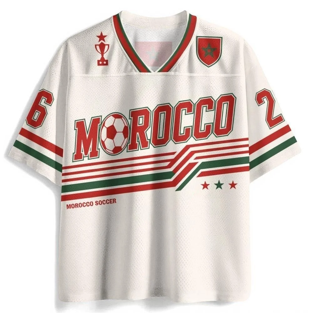American Retro Moroccan Style 3D Printed Men's and Women's Loose Breathable Mesh V-neck Short Sleeved Shirt