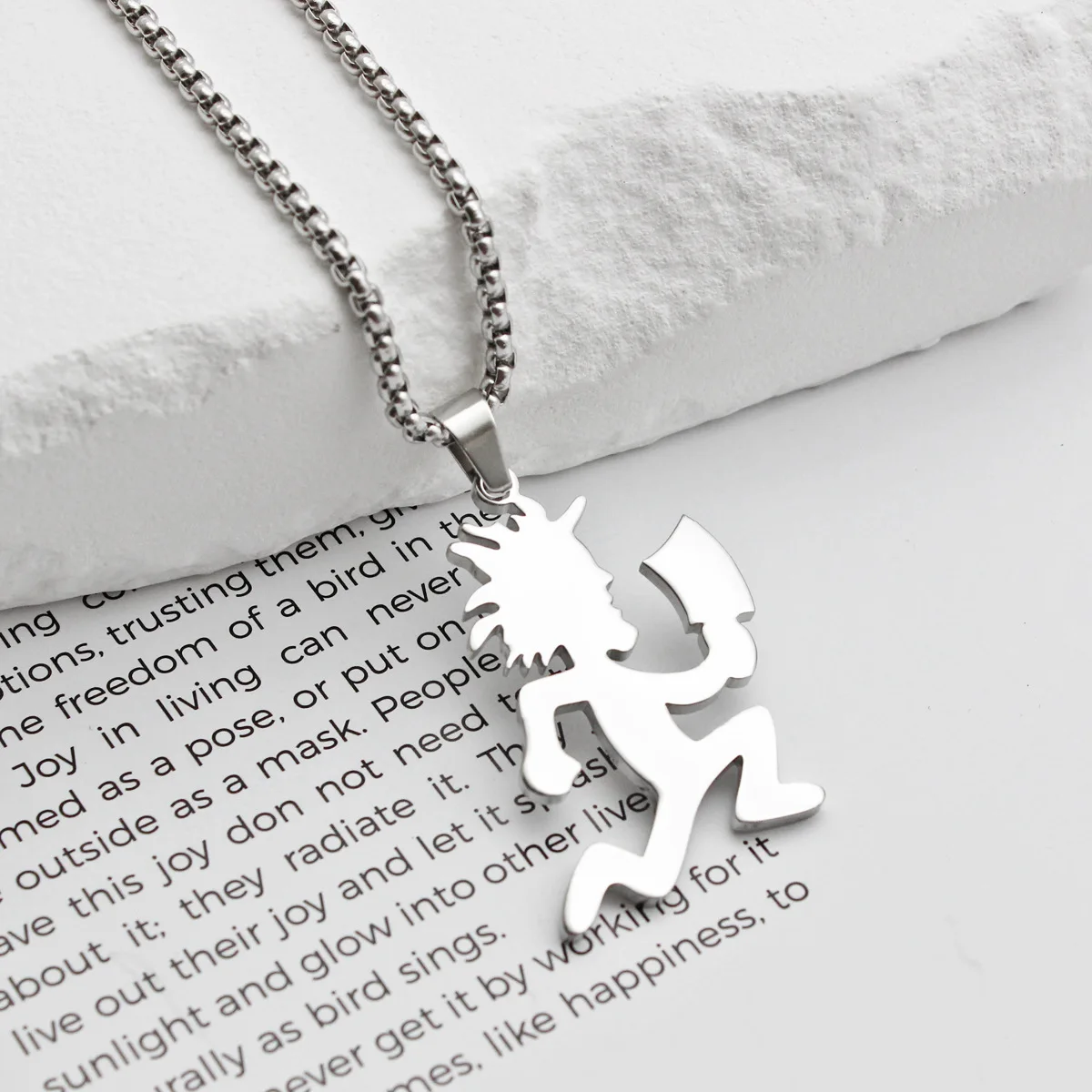 Axe Man Stainless Steel Necklace Crazy Joker Hatchetman Men and Women Fitness Running Cartoon Character Pendant