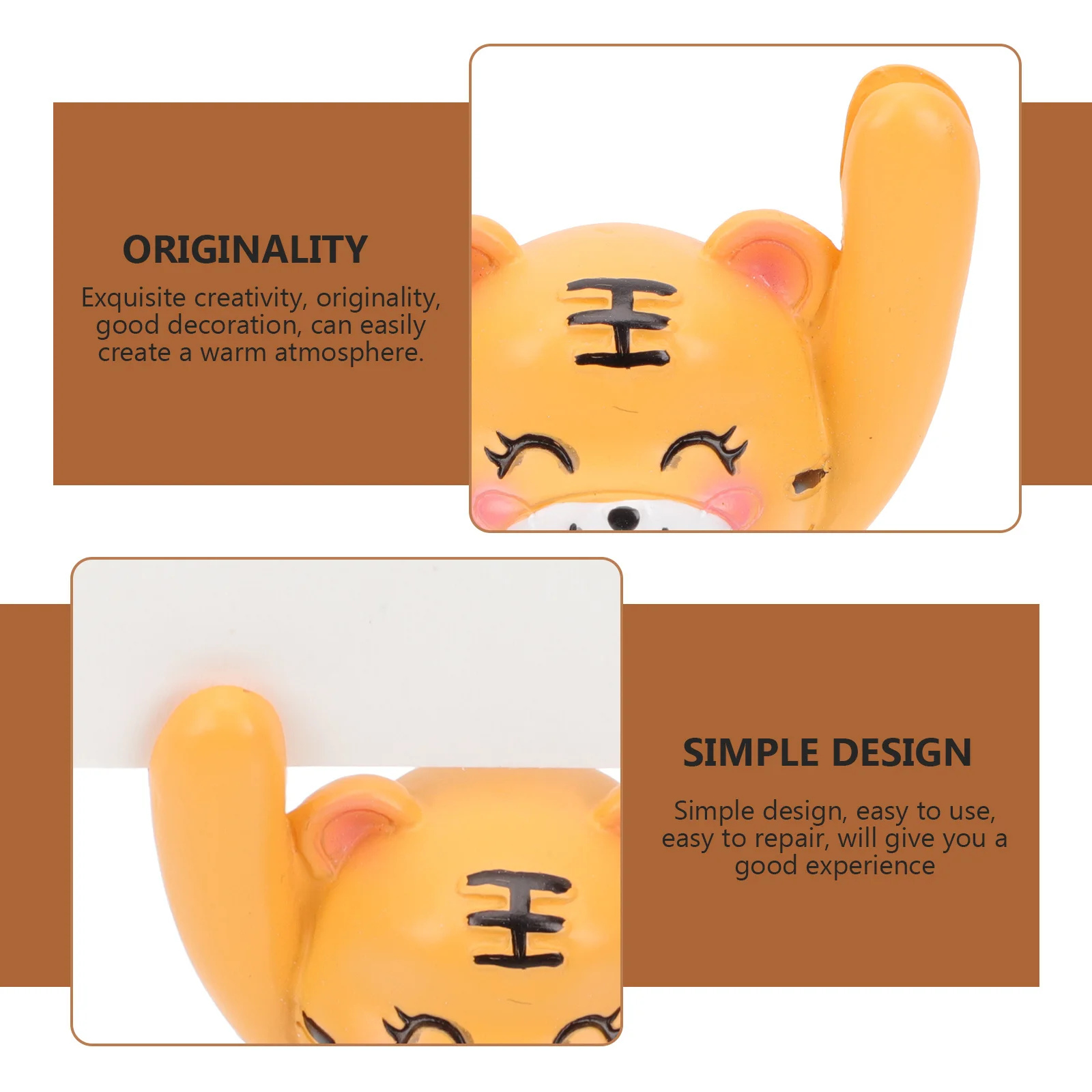 

2 set Small Tiger Ornaments Resin Paper Desktop Decoration Home Office Decor Festive Gift For Indoor Space