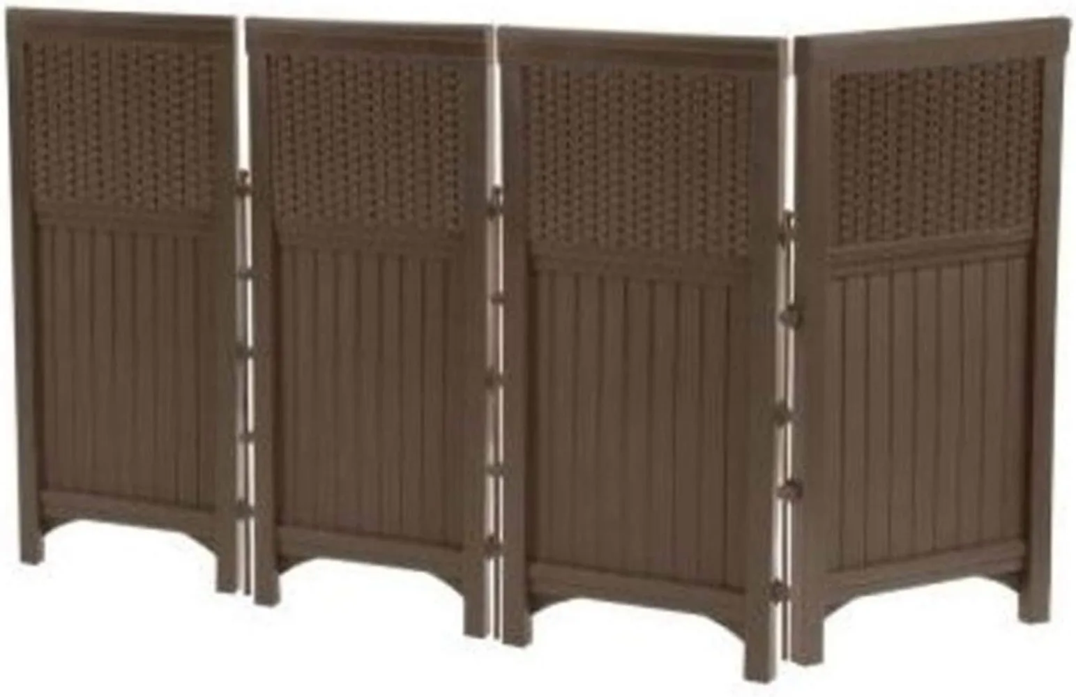 

4 Freestanding Wicker Resin Reversible Panel Outdoor Screen Enclosure, Brown, 23" DECORATIVE GARDEN FENCE