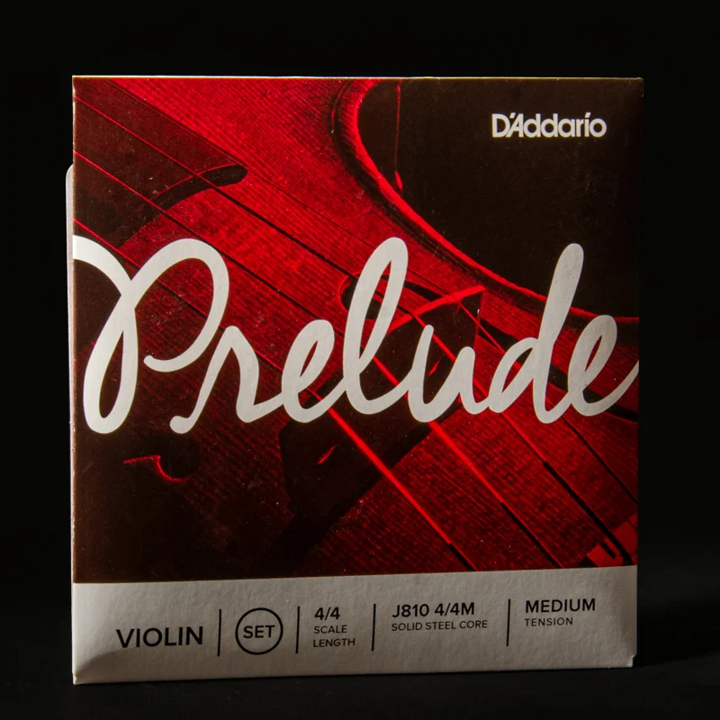 مجموعة أوتار الكمان D'Addario Prelude J810 E-A-D-G 4 أوتار من الفولاذ الصلب بنهاية كروية متوسطة التوتر متوفرة بمقاس 4/4-1/8