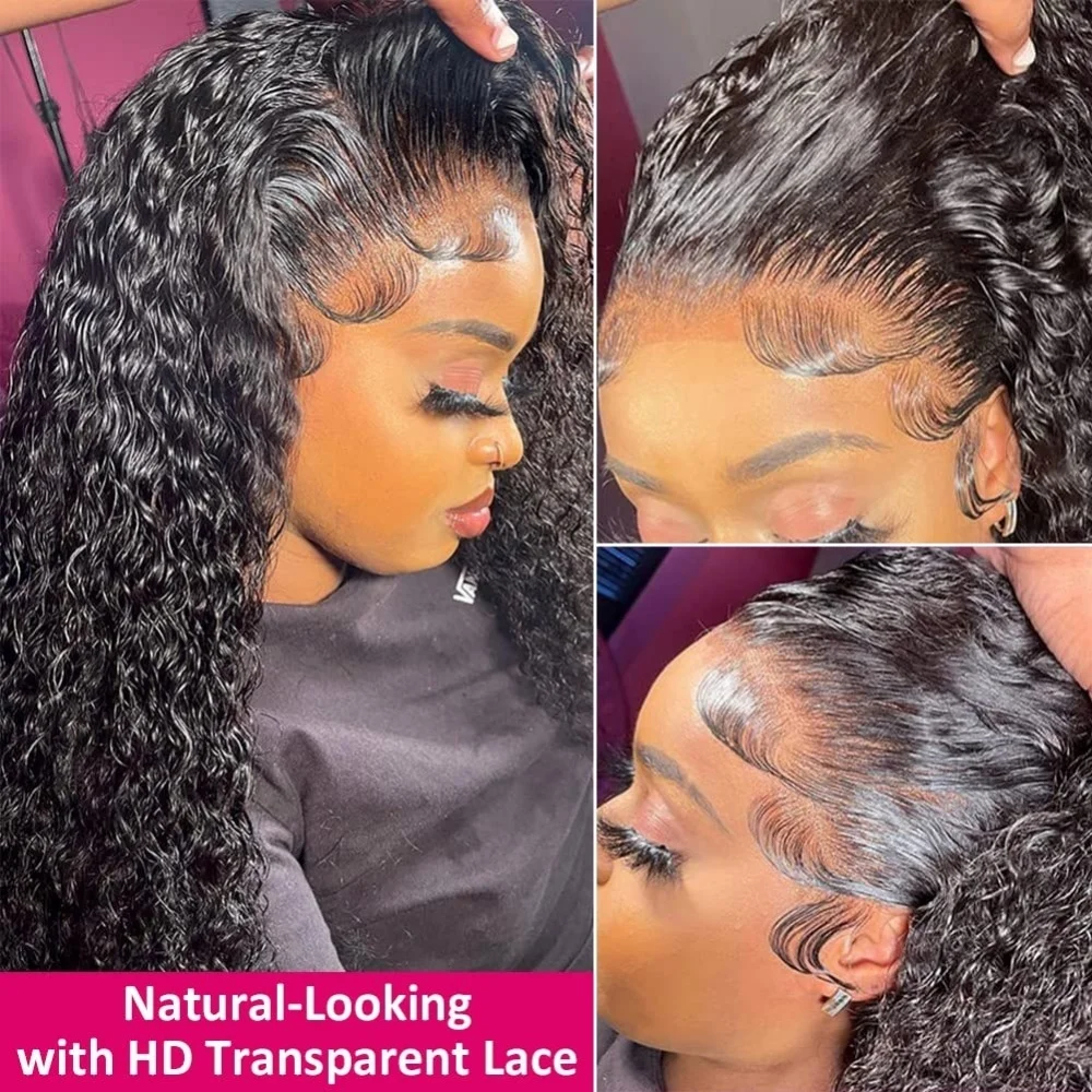 5x5 موجة عميقة شفافة اللون الطبيعي الدانتيل الجبهة الباروكات شعر الإنسان غلويليس 220 الكثافة قبل Plcked شعر مستعار أمامي وضع والذهاب 1B