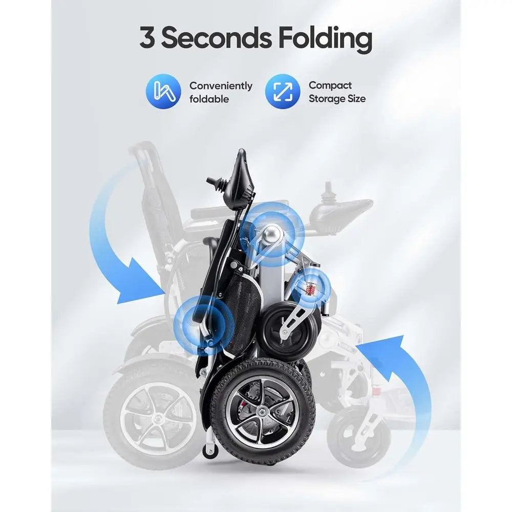 Extended Range Electric Wheelchair for Seniors, 500W Dual Motors, Compact & All-Terrain, Smart Folding, Large Size, Customized