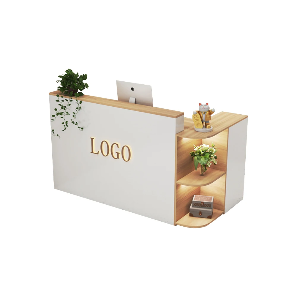 

Hot Sale Modern Design Custom Size Minimalist Wooden Reception Desk Waterproof Easy To Clean Durable For Office Reception Area
