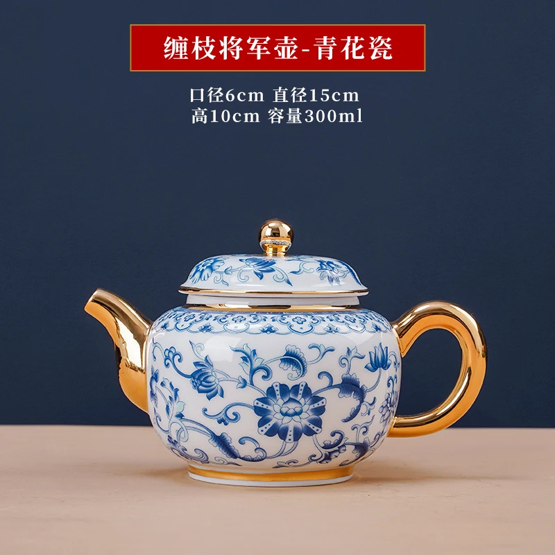 Imagem -02 - Jingdezhen Esmalte Colorido Osso Porcelana Chá Pote Pote Geral Pote de Água Pintado a Ouro Punho de Mão Estilo Chinês t