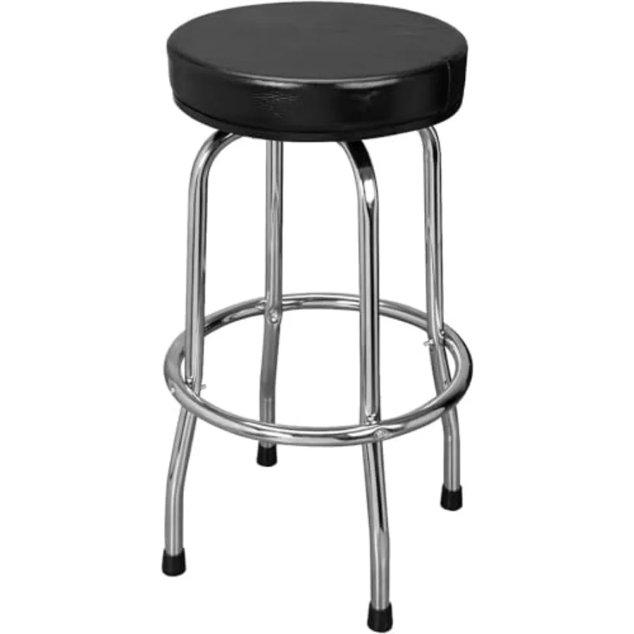 ATRP6185B-2 Swivel Bar Stool: Padded Garage/Shop Seat with Chrome Plated Legs, Black