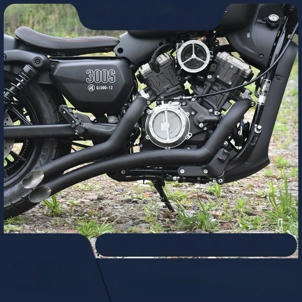 For QJMOTOR SRV 250V300 Customized VH oblique sweeping exhaust pipe dual outlet low horseshoe sound with anti-scalding accessori