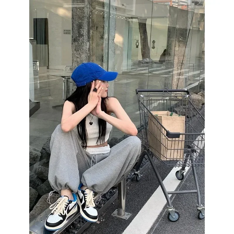 Spring Autumn Korean Fashion Casual Loose Vintage Sweatpants Women's High Waist Pants Women's Wide Leg Sweatpants Y2k Streetwear