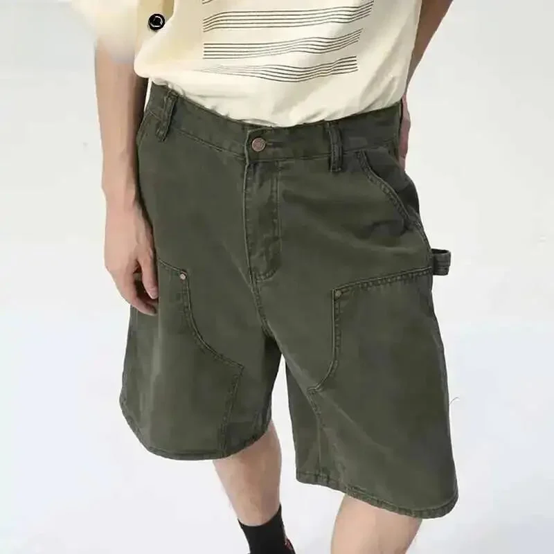 IEFB Men's Knee-Length Denim Shorts Summer New Multi Pocket Fashionable Casual Shorts for Men