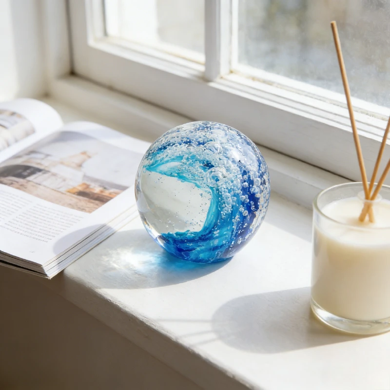 

Glass Crystal Ball Desktop Decoration, Glass Crafts Indoor Soft Decoration Creative Living Room Desktop Decoration