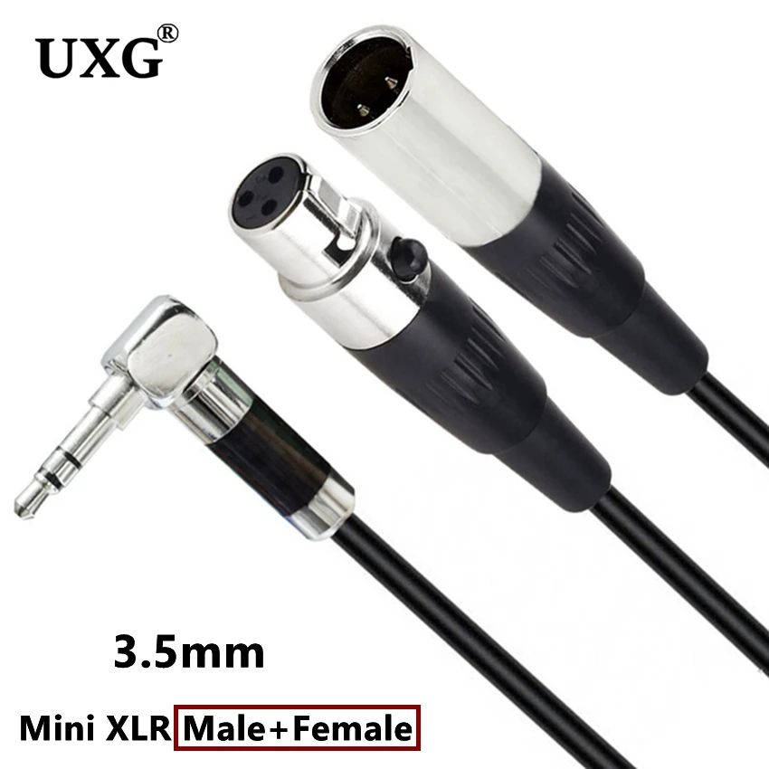 Dual Mini  3Pin XLR  Male & Female to  3.5mm 1/8\