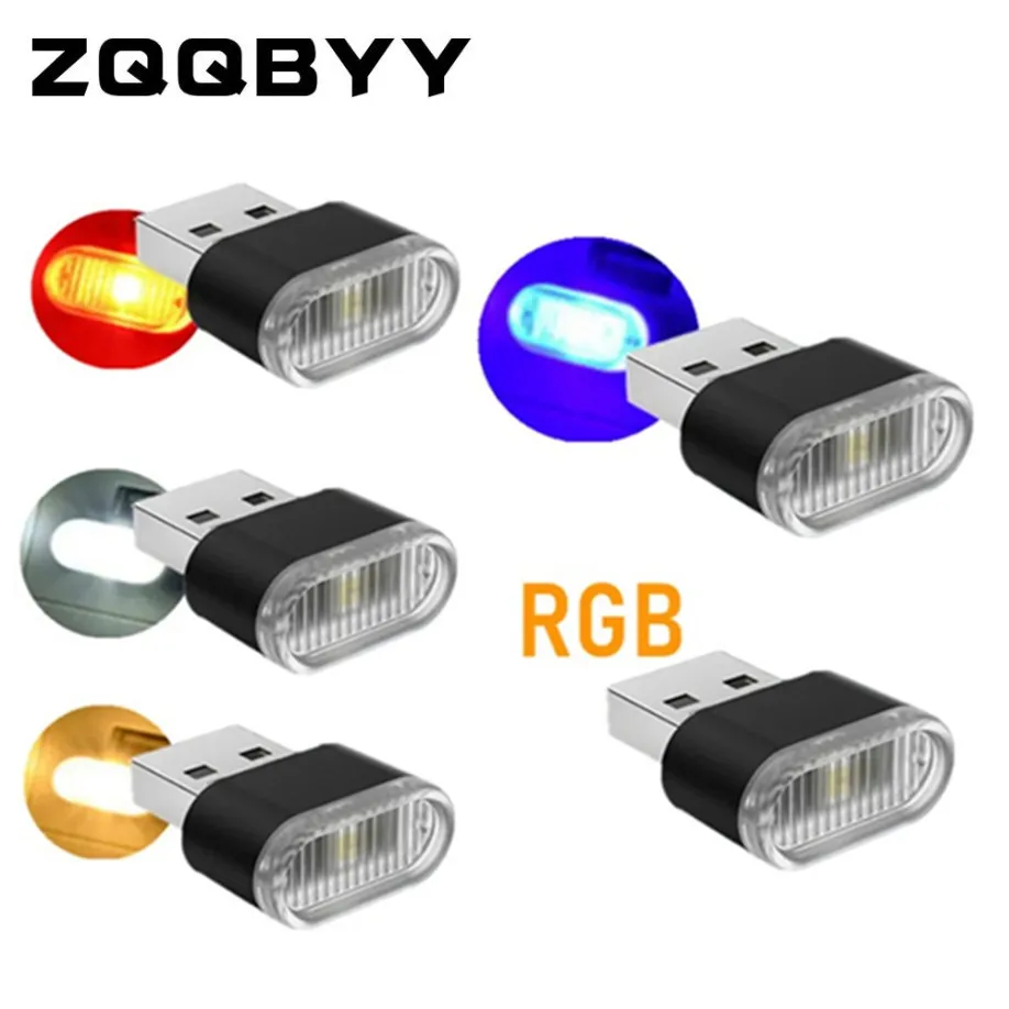 Mini USB LED Car Interior Light, Auto Atmosfera Light, Iluminação de emergência, PC, lâmpada decorativa colorida, Acessório carro