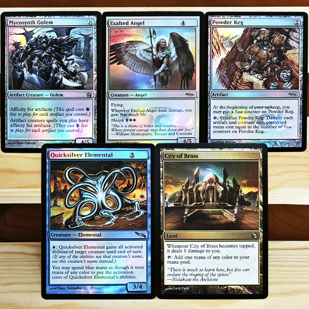 Tarjetas Coleccionables de Juego Mágico Raras BL Foil18 TCG - Mycosynth Golem/Exalted Angel/Powder Keg/Quicksilver Elemental/City of Brass