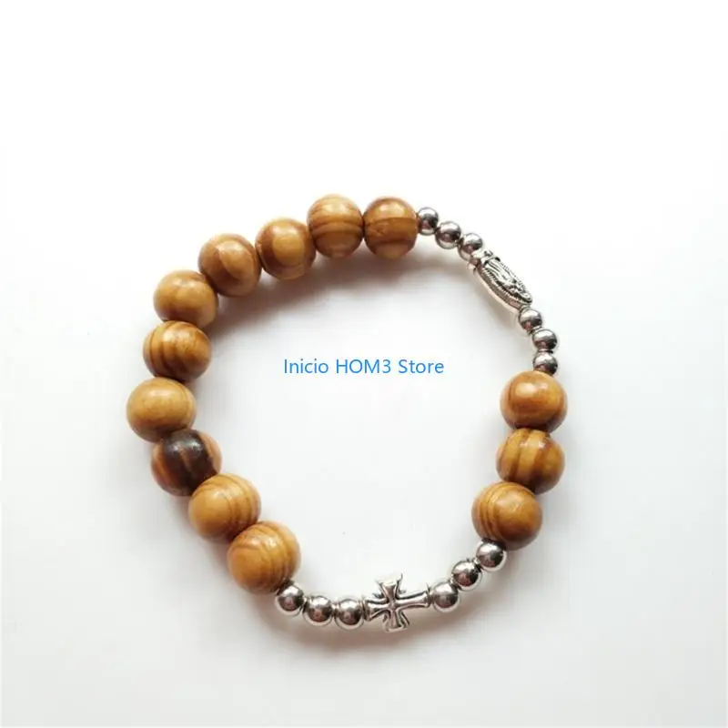 A5YD الكاثوليكية الصليب الأصابع عتيقة معمودية المسبحة السوار للمعمودية للمعمودية