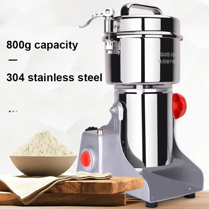 800G Herb Grinder Medicine Powder Crusher Grain Spices Mill Nut Corn Flour Grinding Machine Wheat Mixer Dry Food Grinder 220V