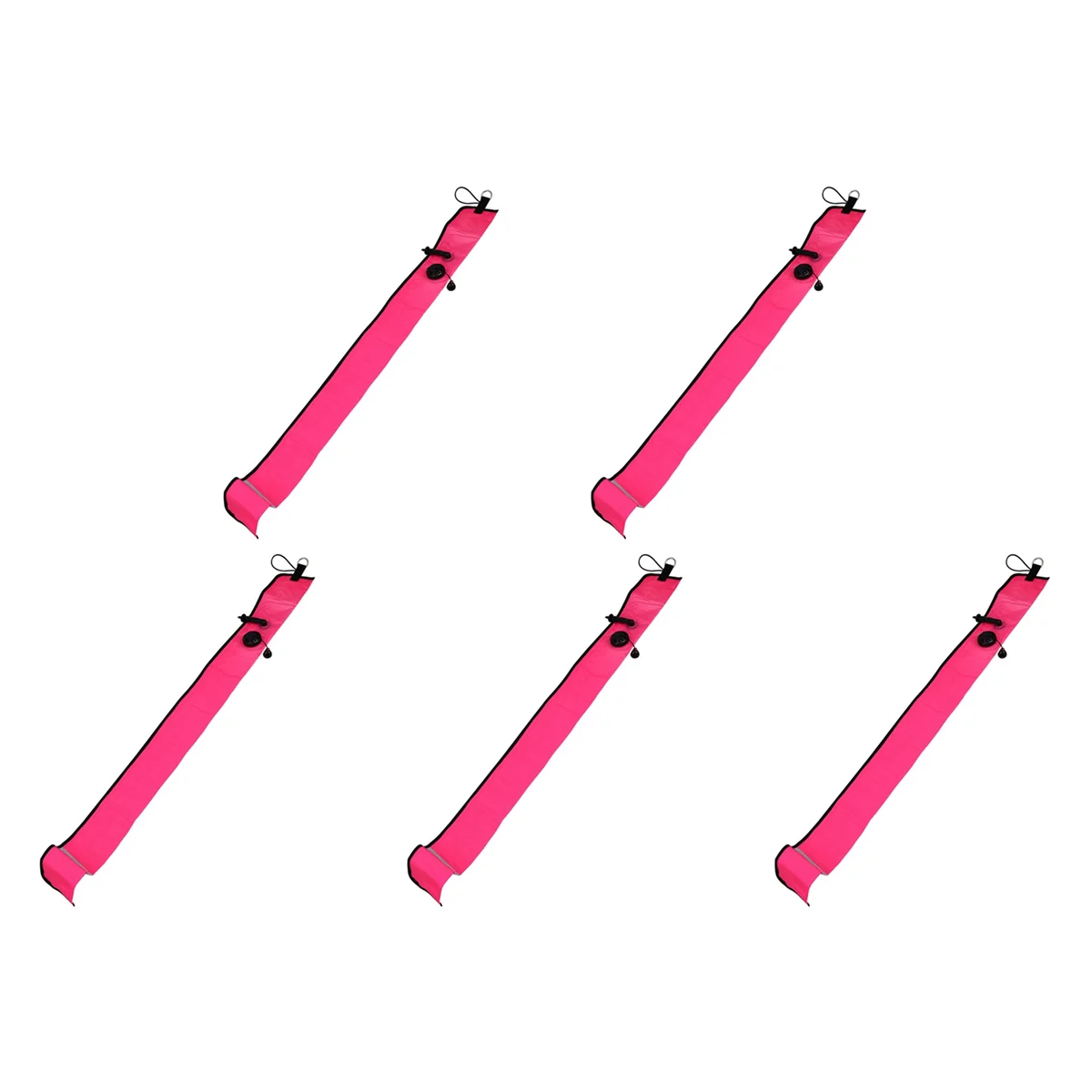 5pcs 1M Scuba Diving Inflatable SMB Signal Marker Buoy Visibility Float Signal Tube Sausage,Rose Red