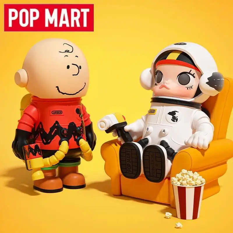POP MART Mega Space Molly 100% Charlie Brown & Snoopy Series Toys Anime Action Figure Ornament Figurines Desktop Doll Model Gift