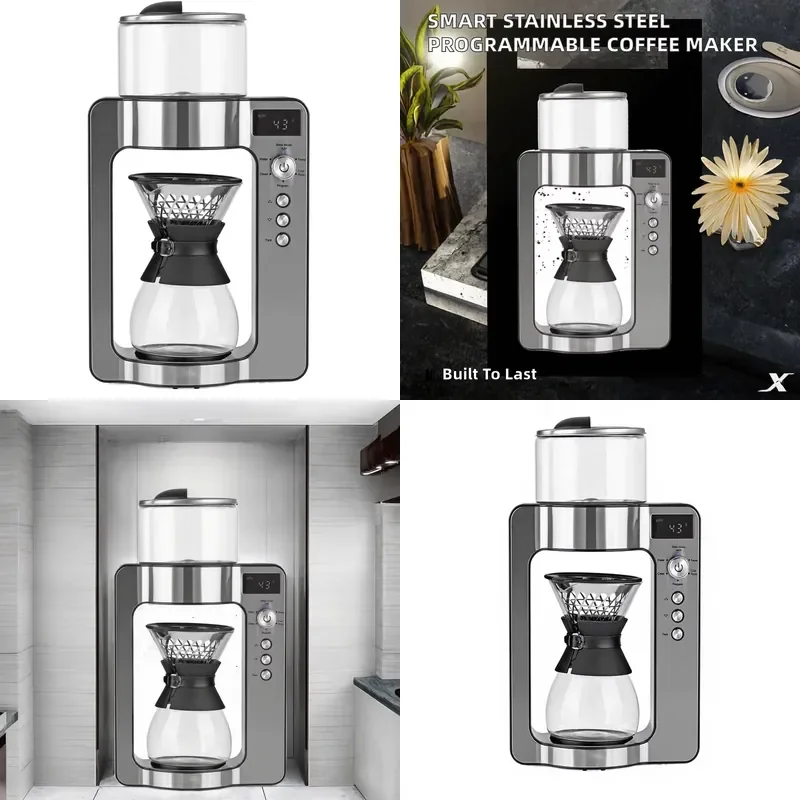 Intelligent Modern Automatic Drip Stainless Steel Coffee Machine Electric Programmable Self-Cleaning Hotel & Home Outdoor Use