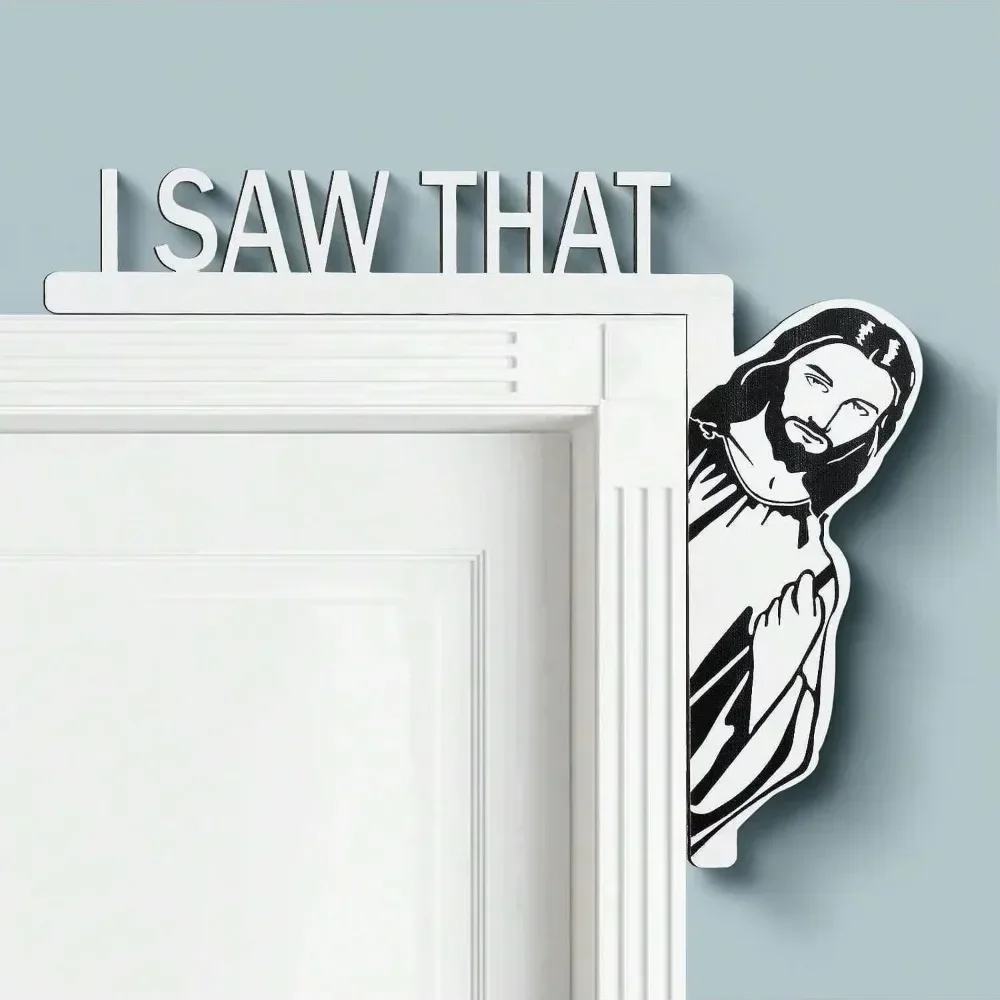 CIFBUY Metal Wall Art Jesus Door Sitter Iron Hanging Decor Creative Lovely Craft Home Front Door Decoration