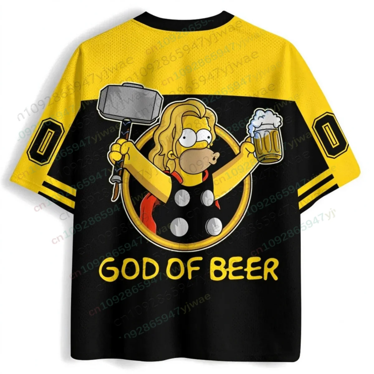 Summer Men's Womne's The Simpsons Thor God of Beer Jersey Shirts Short Sleeve Casual Round Neck T-shirt Tops Tee