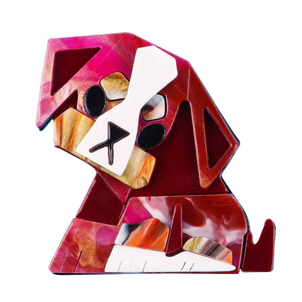 

FishSheep Acrylic Geometric Cute Dog Brooch for Women Resin Lovely Animal Design Brooches Jewelry Clothing Accessories Gifts