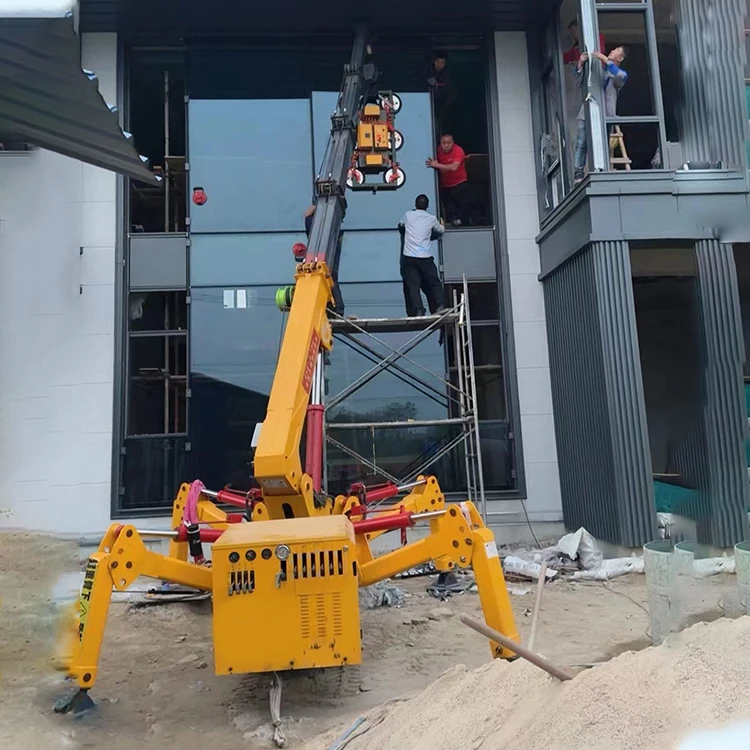 Remote Control 3 Ton 5 Ton 8 Ton Mini Crawler Spider Glass Lifting 10m to 22m Telescopic Boom Spider Crane for Sale