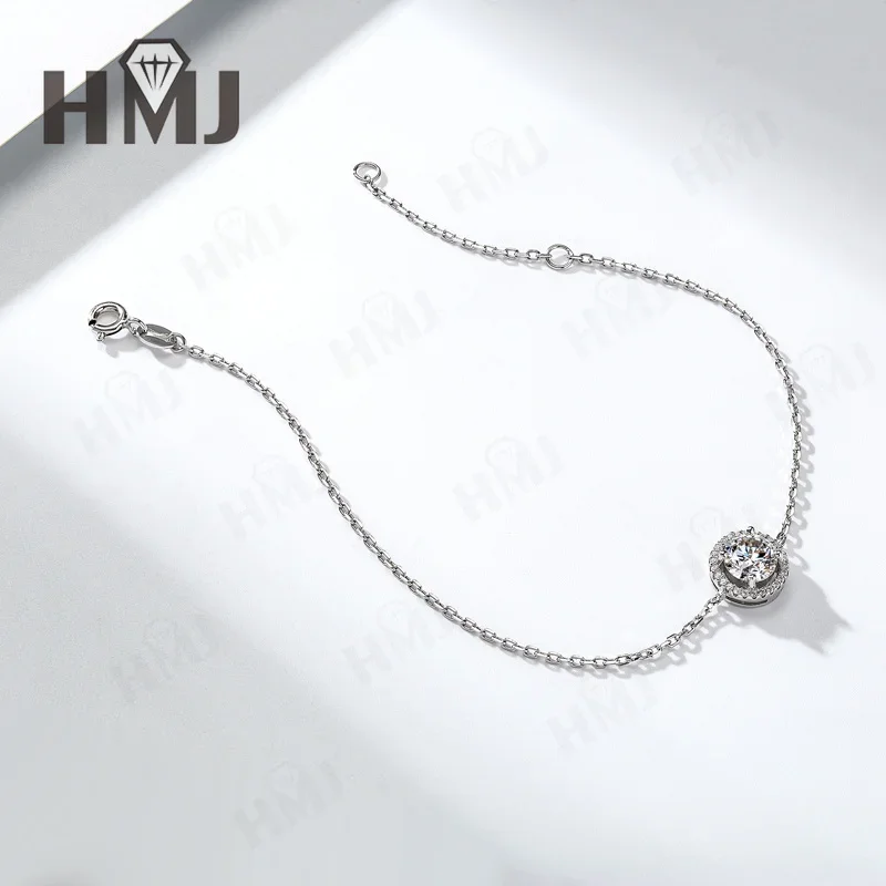 925 Sterling Silber Armband 6,5mm Moissanit Diamant Rundschliff Party Jubiläumsgeschenk Tägliches Tragen Klassische Charms Großhandel – Detail 12