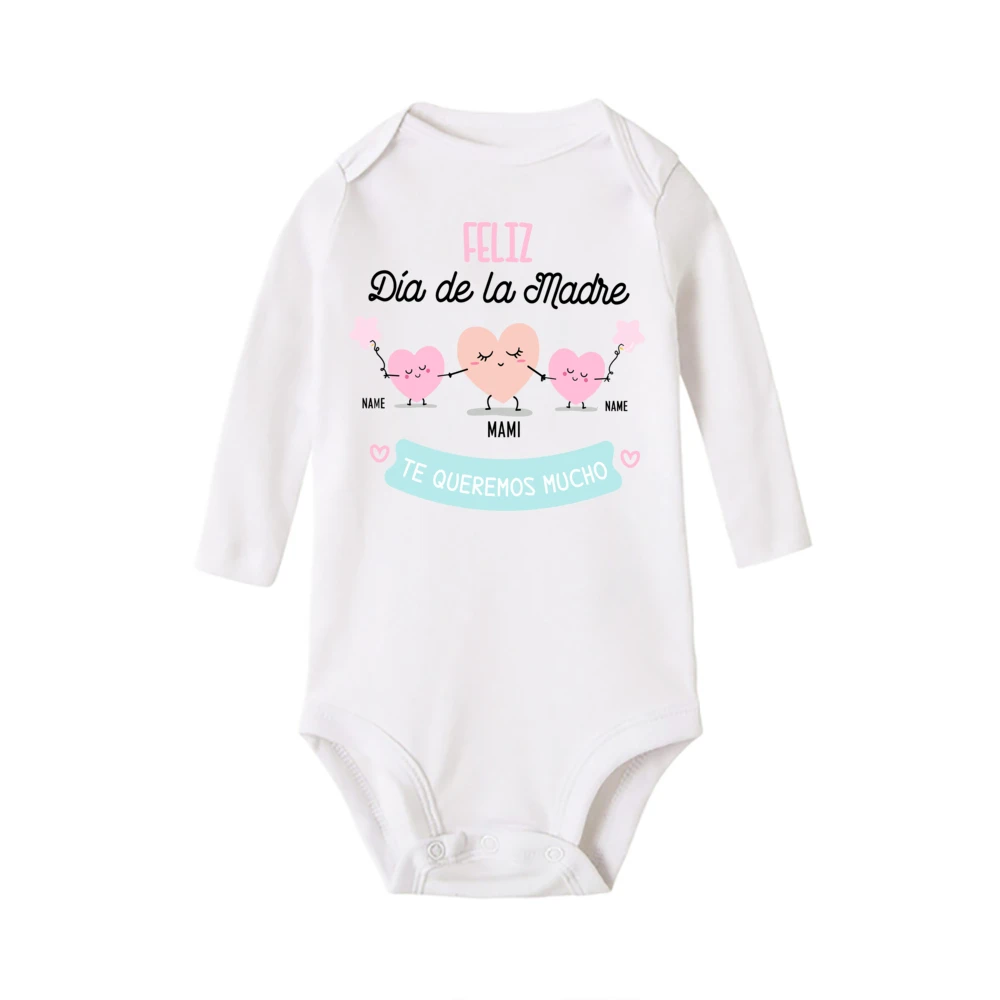 Custom Name Happy Mother\'s Day Print Baby Romper Personalize Short/long Sleeve Infant Bodysuit Twins Neworn Mother\'s Day Outfit