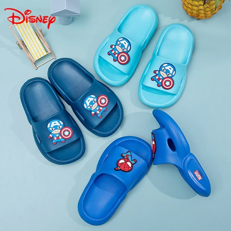 Boys Kids Summer Shoes Slippers For Girls Bath Home Shoes Spiderman Childern Disney Captain America Beach Sandals Indoor Slipper