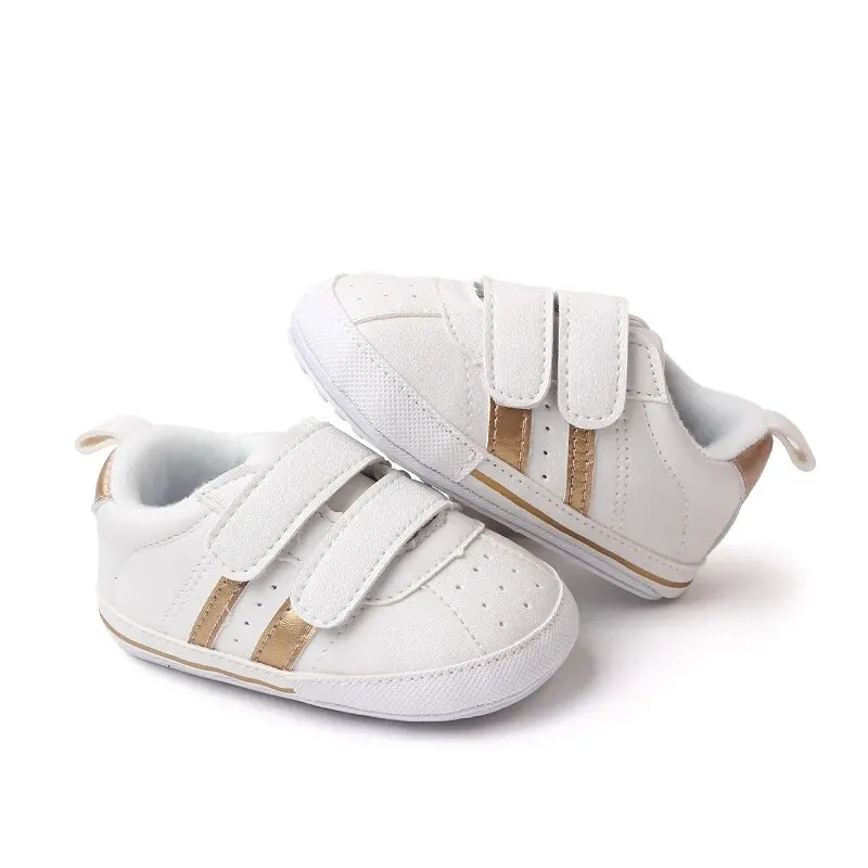 White Baby Shoes Boys Girls Fashion Stripes Casual Sneakers Non-slip Infant Toddler Christening