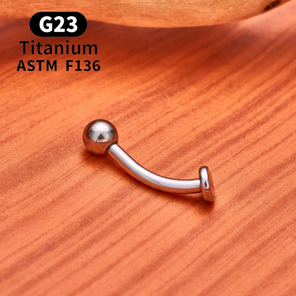 ASTM F136 Titan gebogener Bauchnabelring 14G CZ Faden flache Rückseite Nabelpiercing Langhantel Labret Lippenbolzen Punk Körperschmuck – Detail 6