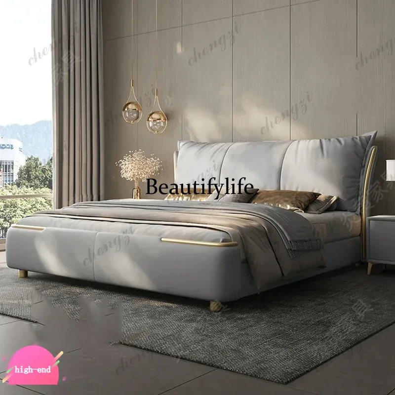 R134 L181 Beige Comforter Bed Frames Luxury Organizer Modern Queen Full Size Double Bed Headboards Storage Lit 2 Personnes Furni