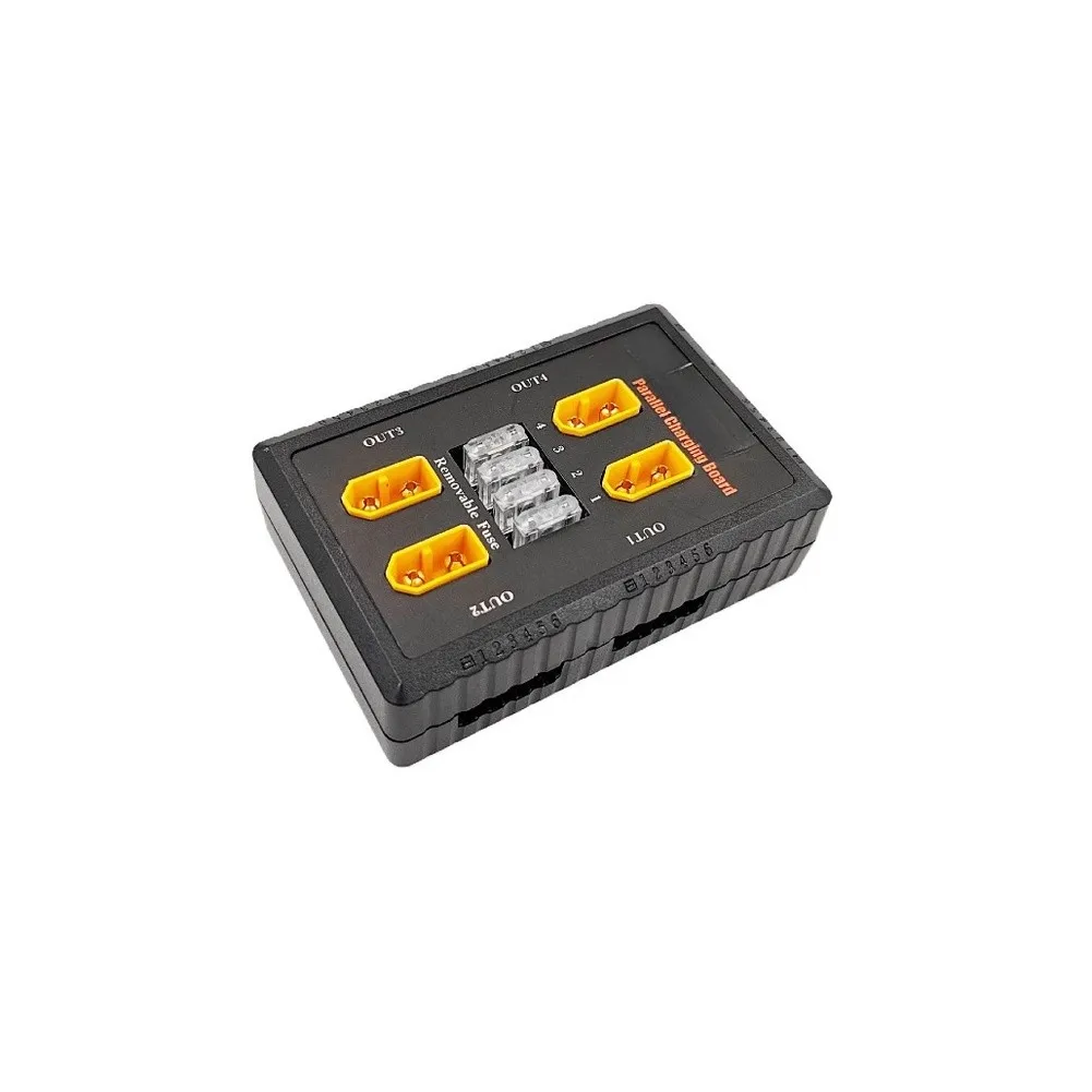 XT60s Parallel Charging Pad 1 6S 4 Bay Battery Board With 20A Removable Fuse Compacts 11x8x4 Cm 110 G RC Power Accessory Kit Use