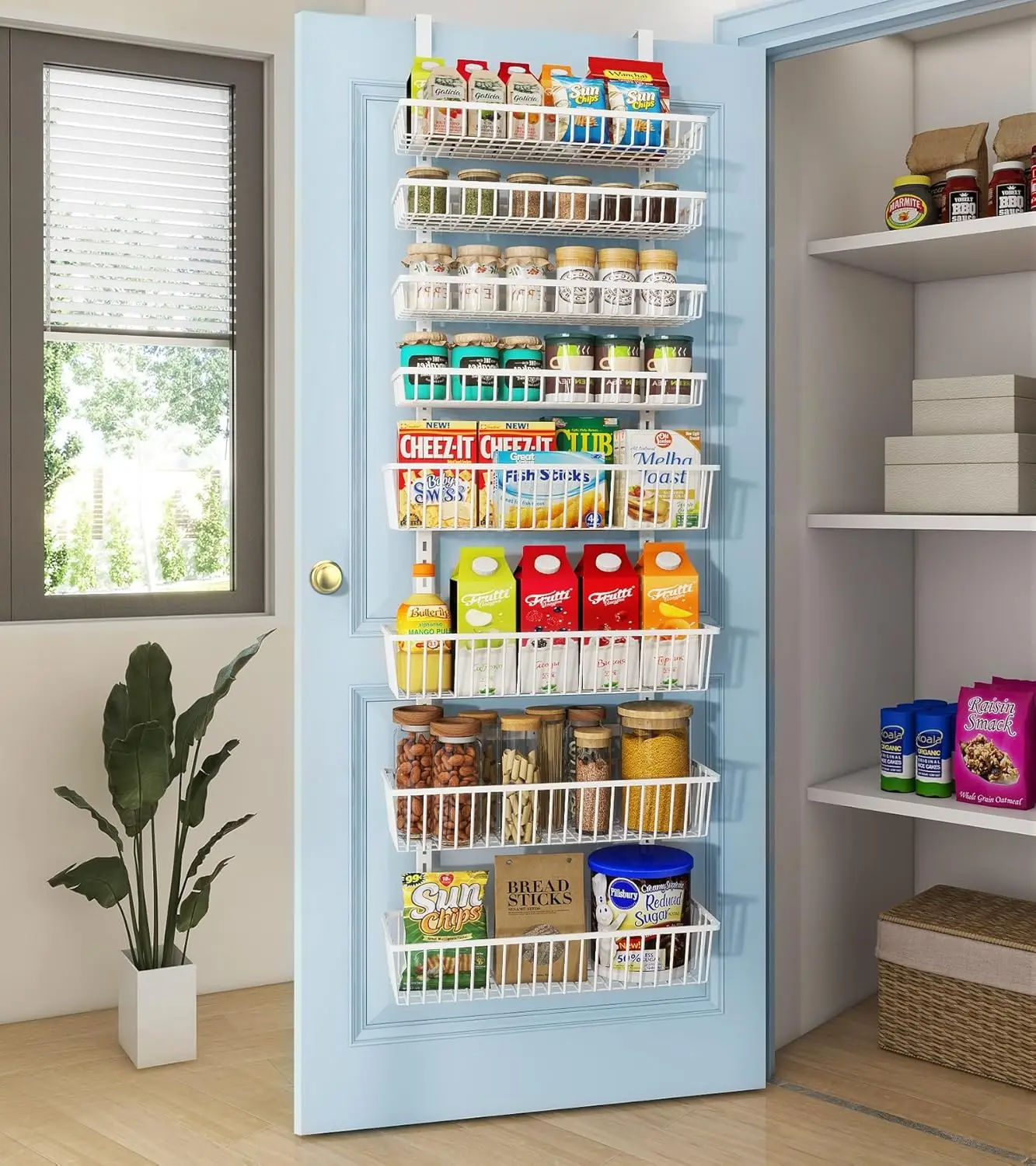 

8-ярусный глубокий органайзер для кладовой, прочная металлическая настенная полка для специй для дома, кухни, ванной комнаты, прачечной