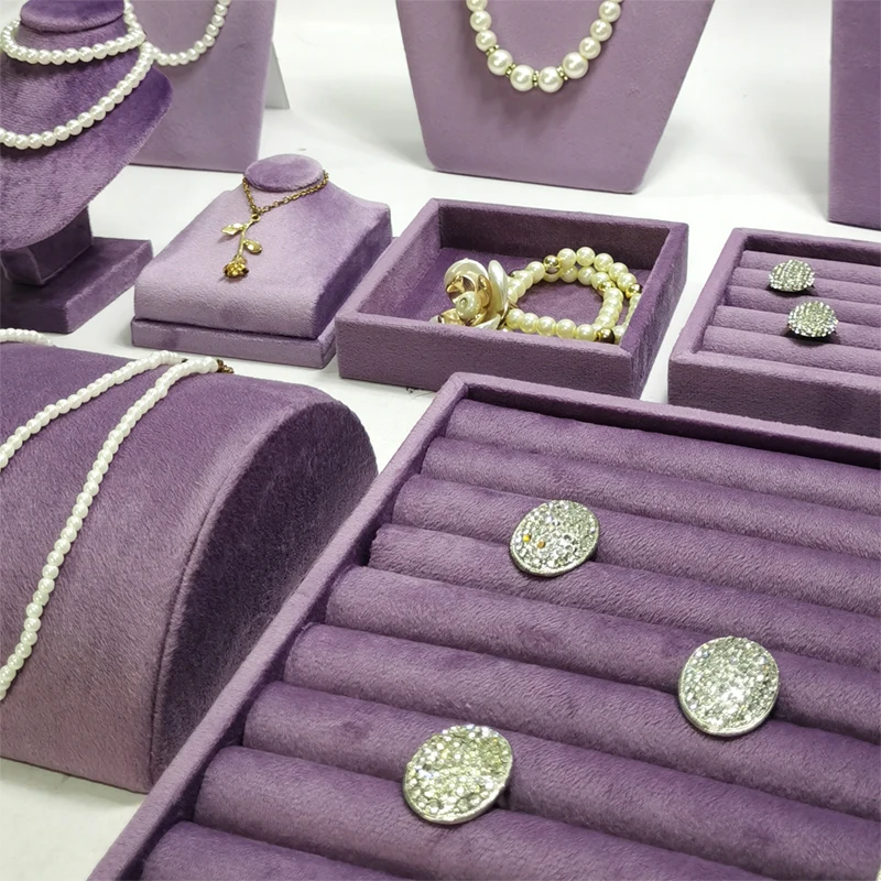 New Purple Velvet Jewelry Display Stand Ring Pendant Earring Necklace Storage Rack,for Store Window, Exhibitor Set & Countertop