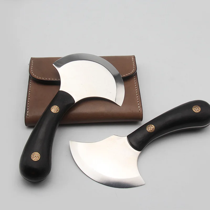 Leather craft High Carbon Steel Kinfe Round Head Cutter Skiving Ebony Wood Tools