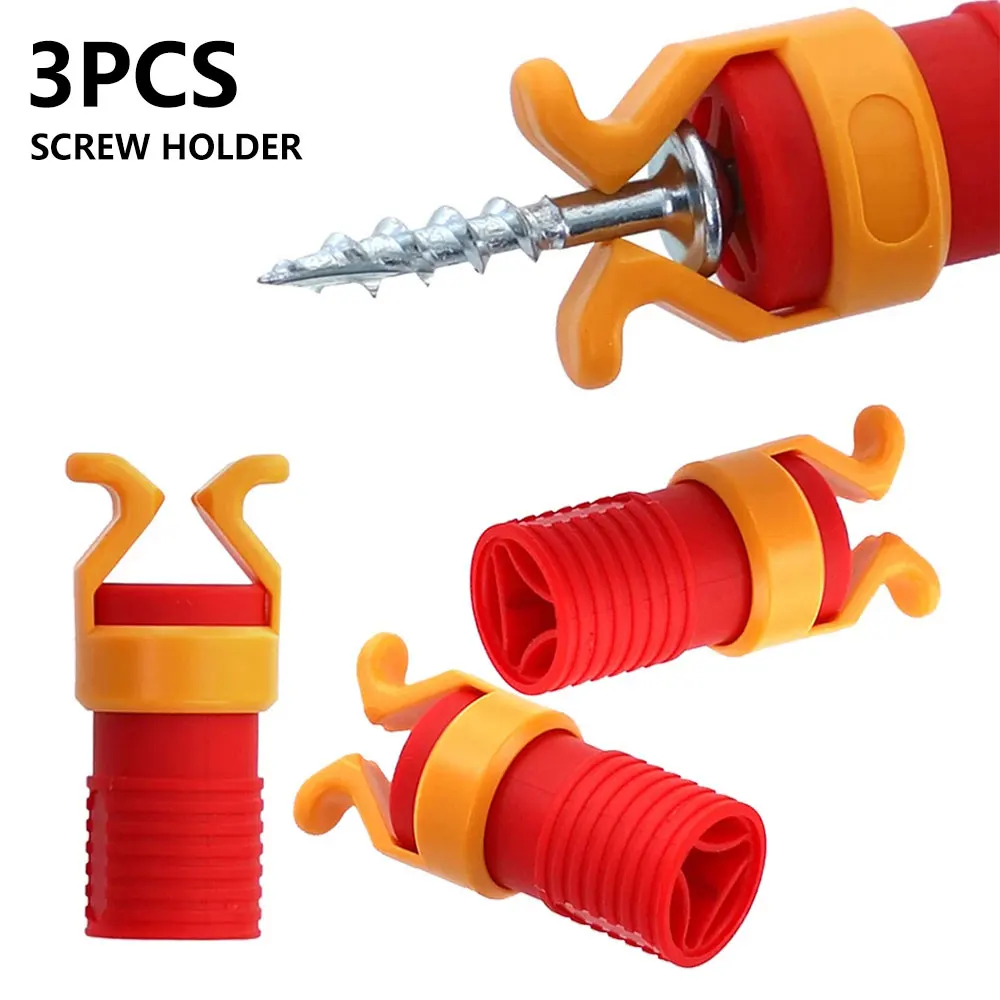 3Pcs Screw Bits Fixed Sleeve Plastic Screw Holder Clamper Fixing Set Universal Screwdriver Blade Holder Claws Woodworking Tools