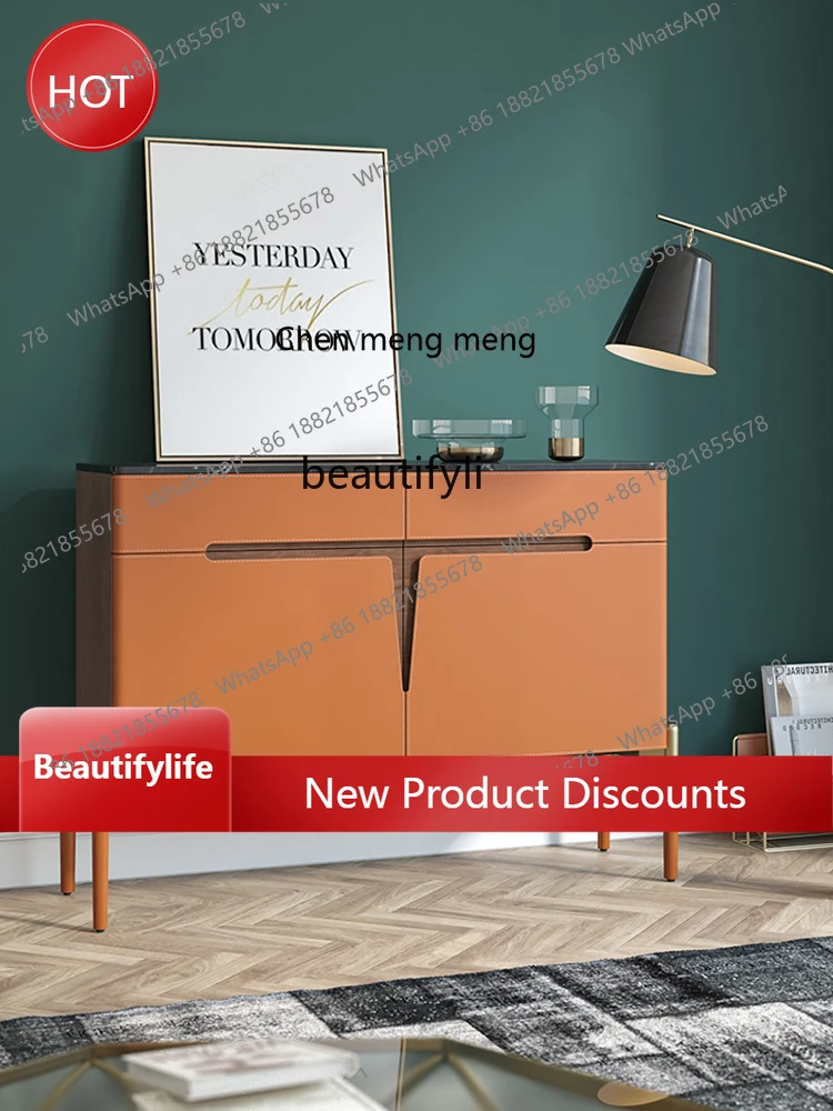 

American Minimalist Light Luxury Entrance Cabinet Model Room Home Shoe Cabinet Italian Sideboard Cabinet against the Wall ss1001