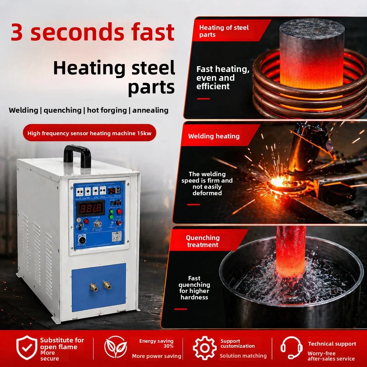 High Frequency Induction Heating Machine Gear Shaft Quenching Metal Brazing Annealing Smelting Equipment