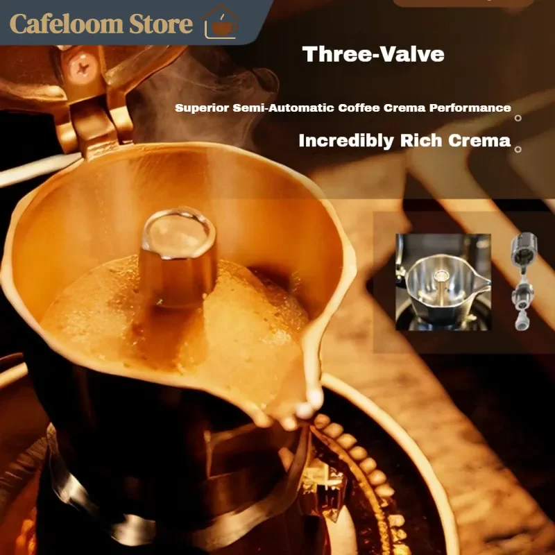 Colbro Moka Pot Double Valve Triple Valve Stainless Steel Espresso Coffee Maker Stovetop Brewer For Home Outdoor Camping