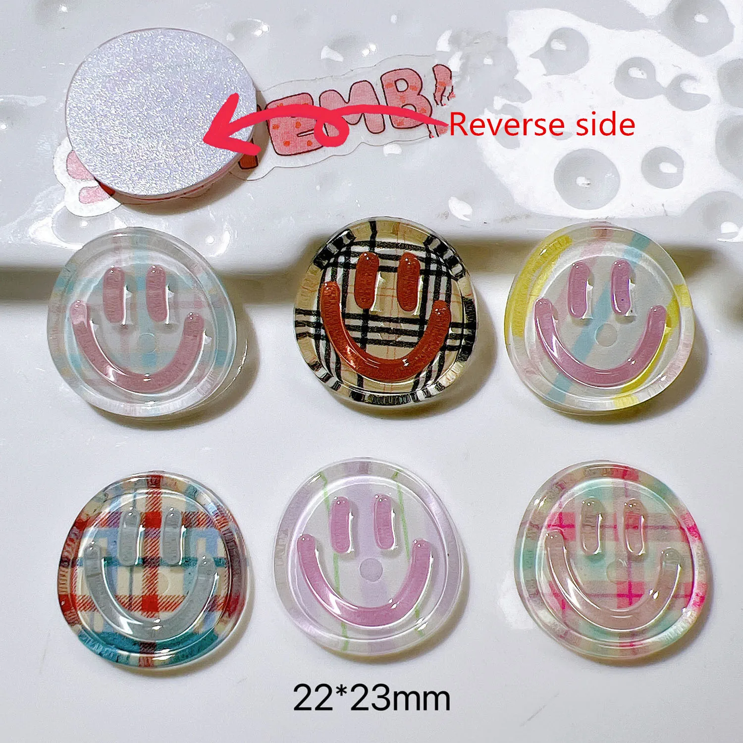 WFFNNKC 20Pcs Cute Transparent Smiling Face Resin Accessories DIY Garment Crafts Supplies Kid Barrette Art Decor Materials Patch