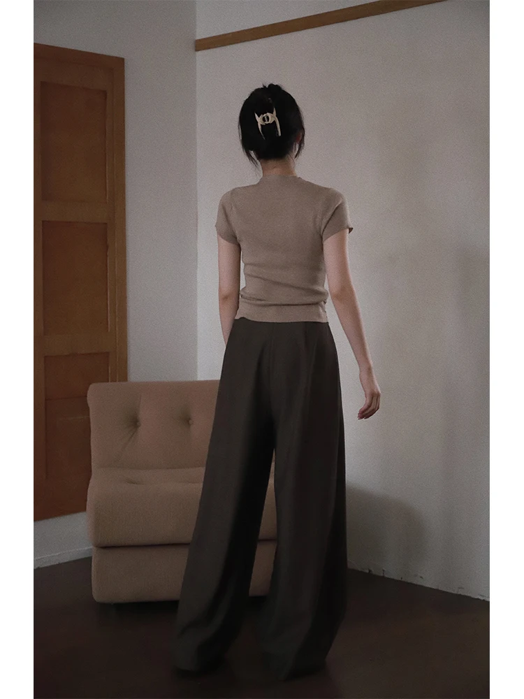 เสื้อถักทรงสลิมฟิต ดีไซน์ไข่ขี้เกียจ แบรนด์ SerioLudere สำหรับผู้หญิง คอสูง แฟชั่นเกาหลี สไตล์สปอร์ต ทรงปกติ