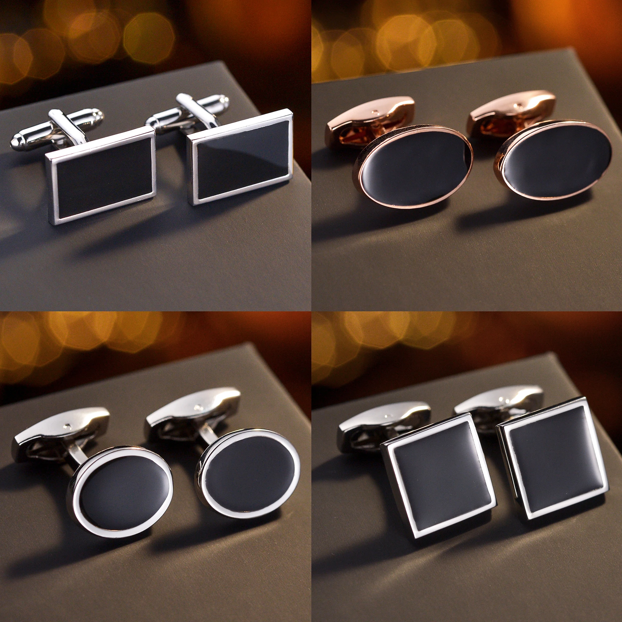 High Quality Geometric Black and Silver Color Copper Men\'s Suit Shirts Cufflinks Male\'s Business Cuff Buttons Jewelry Wholesale