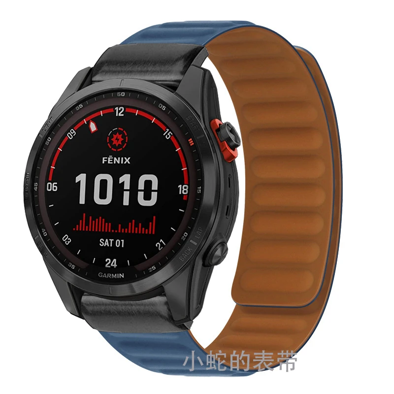 Garmin Fenix 7 7X 6 6X Pro 5 5X Plus 3 HR Enduro Epix Gen 2 용 26/22mm 실리콘 시계 밴드, 스마트 워치 마그네틱 루프 손목 스트랩