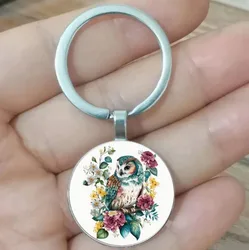 Bohemian style owl keychain with moon and flower design, fashionable jewelry accessories, perfect for car keys, wallets